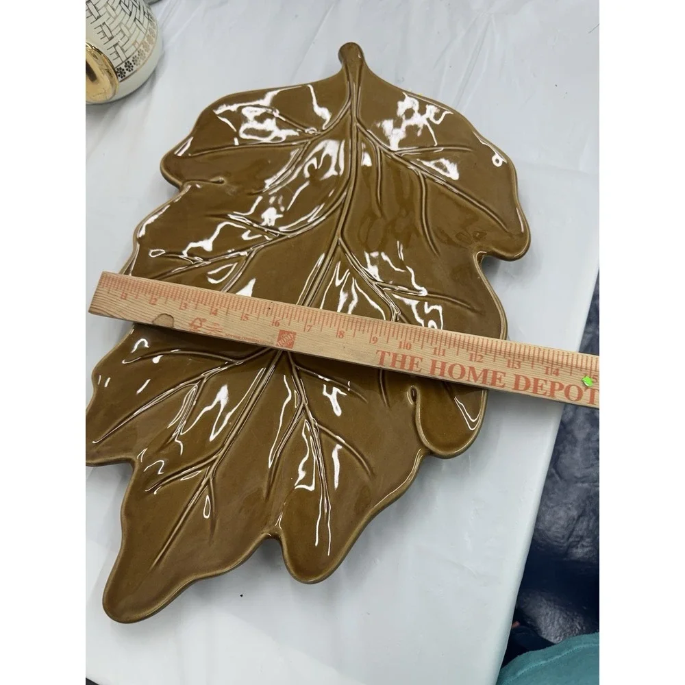 Pottery Barn Brown‎ Harvest Leaf 2 0 x 12 1/2 Inch Ceramic Platter
